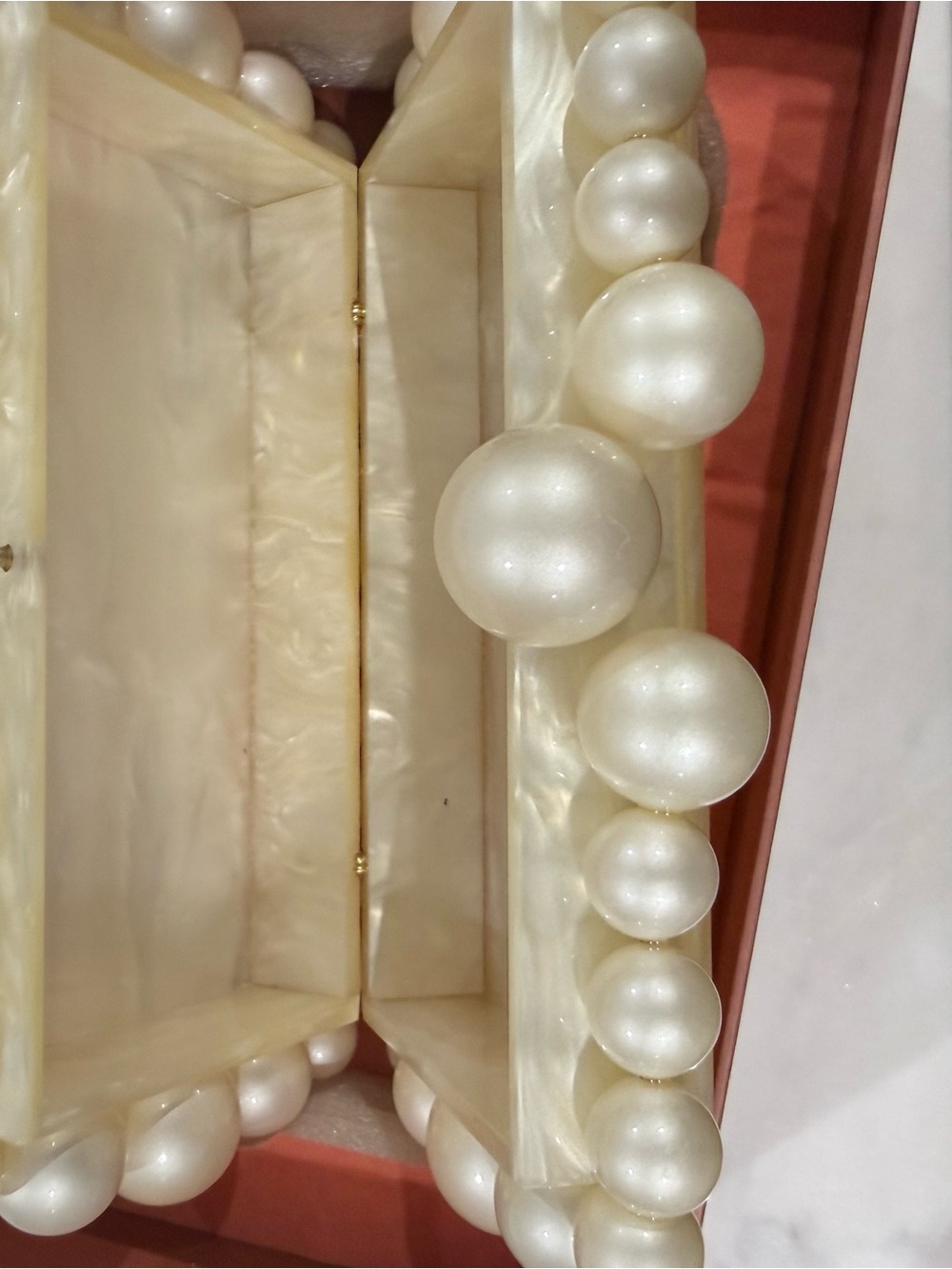 cult gaia Eos Box Clutch Pearl-Trimmed Iridescent Clutch - Picture 5 of 5